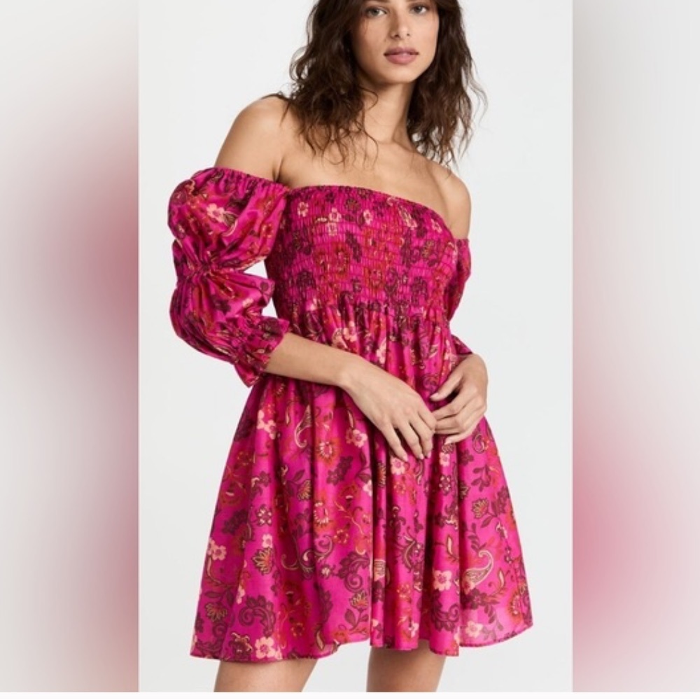 Misa Los Angeles Zadie Floral Pink Smocked Mini Dress Size XS